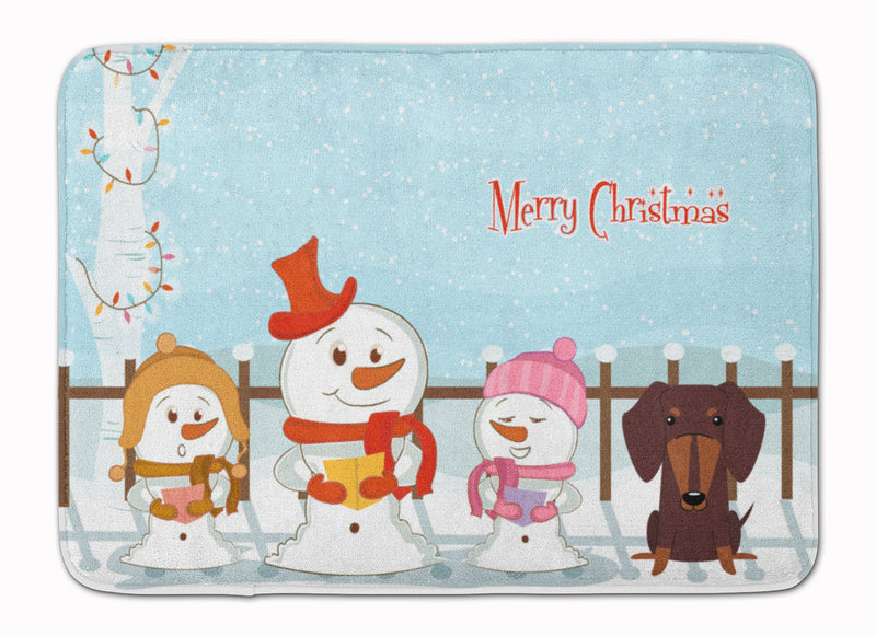 Merry Christmas Carolers Dachshund Chocolate Machine Washable Memory Foam Mat BB2462RUG