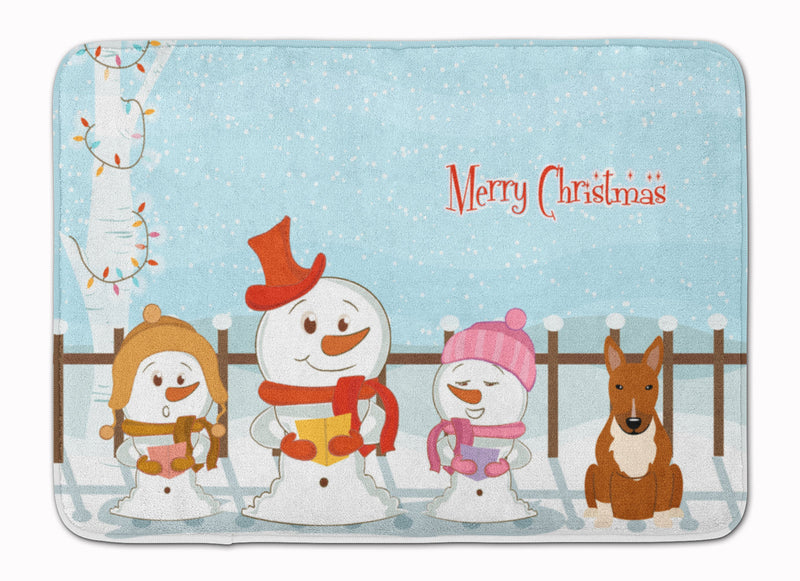 Merry Christmas Carolers Bull Terrier Red Machine Washable Memory Foam Mat BB2465RUG