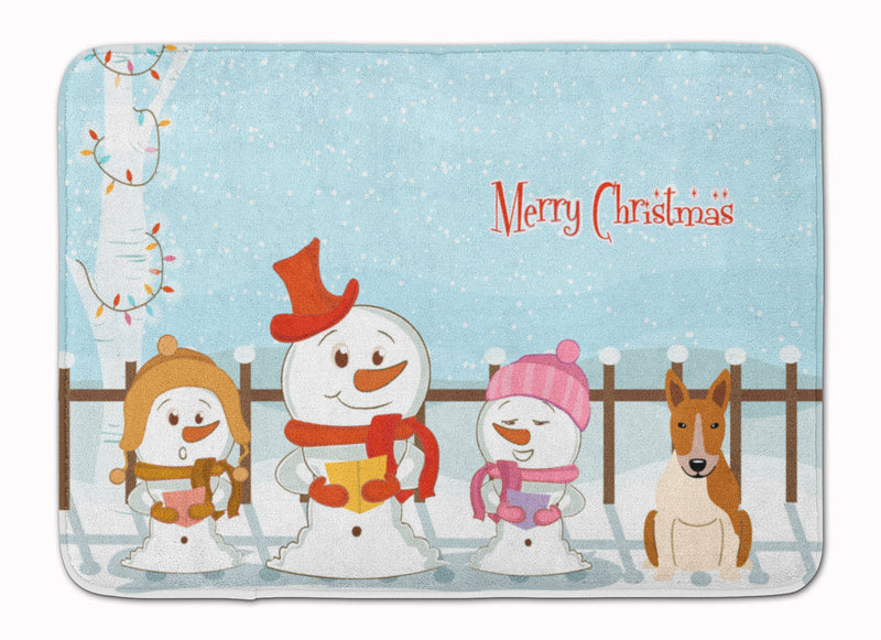 Merry Christmas Carolers Bull Terrier Red White Machine Washable Memory Foam Mat BB2466RUG