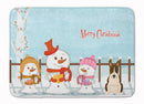 Merry Christmas Carolers Bull Terrier Dark Brindle Machine Washable Memory Foam Mat BB2467RUG
