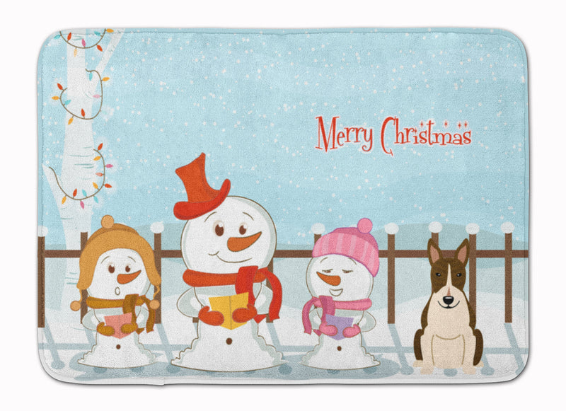 Merry Christmas Carolers Bull Terrier Dark Brindle Machine Washable Memory Foam Mat BB2467RUG