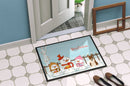 Merry Christmas Carolers Bull Terrier Brindle Doormat Indoor Outdoor 24H X 36W Front Door Mat Rugs for Entryway, Non Slip Washable Low Pile,