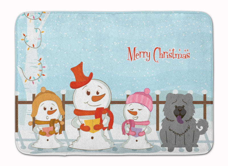 Merry Christmas Carolers Chow Chow Blue Machine Washable Memory Foam Mat BB2470RUG