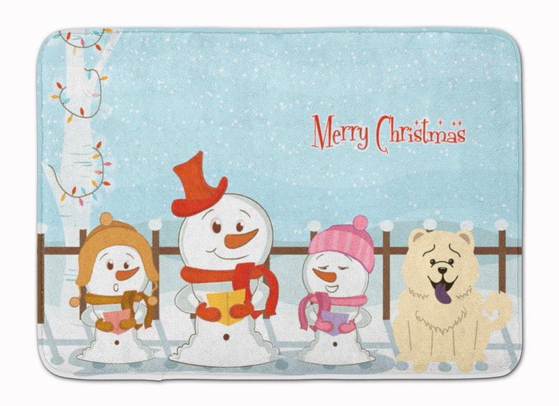 Merry Christmas Carolers Chow Chow White Machine Washable Memory Foam Mat BB2471RUG