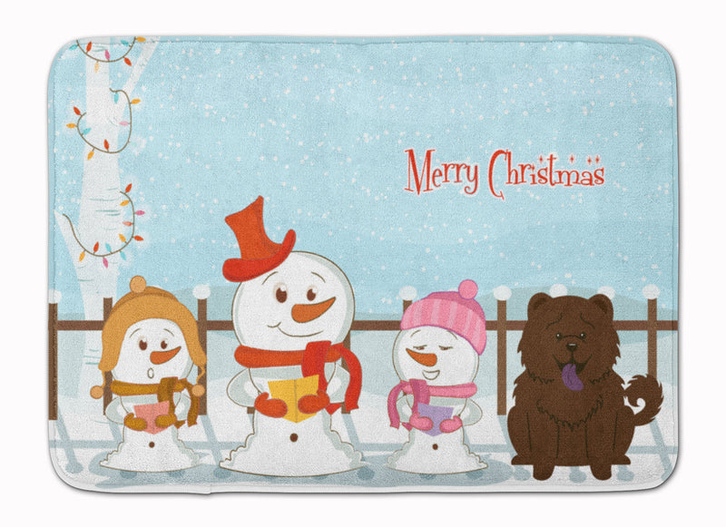 Merry Christmas Carolers Chow Chow Chocolate Machine Washable Memory Foam Mat BB2472RUG