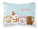Merry Christmas Carolers Chow Chow Red Standard Pillowcase Lightweight Super Soft Easy Care Decorative Artwork Pillowcase, Standard