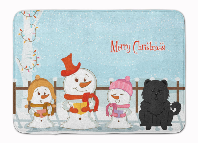 Merry Christmas Carolers Chow Chow Black Machine Washable Memory Foam Mat BB2474RUG