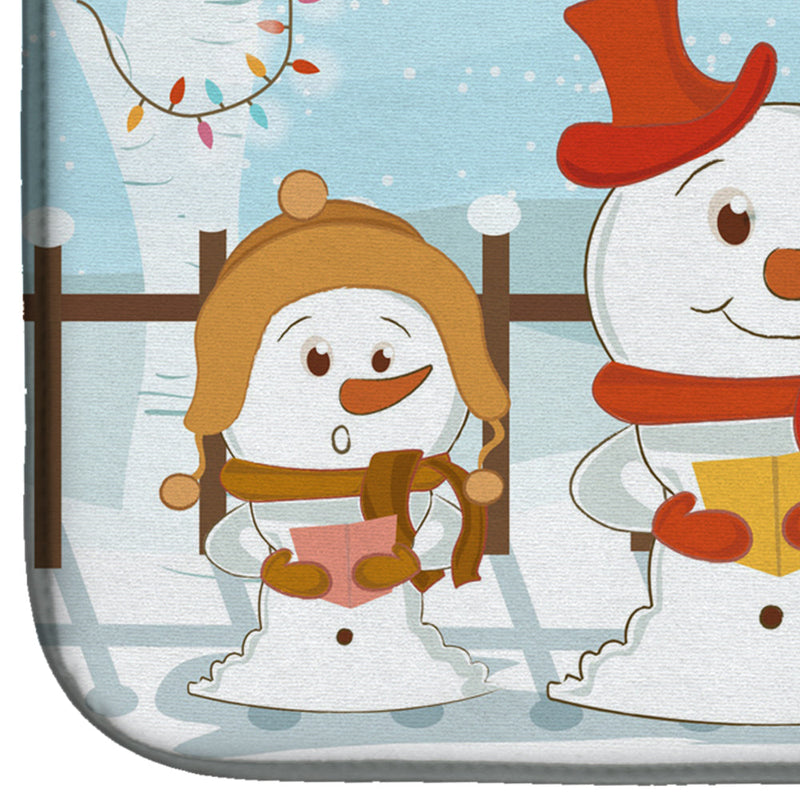 Merry Christmas Carolers Chow Chow Cream Dish Drying Mat – Absorbent, Artistic Kitchen Essentials BB2475DDM