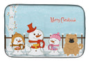 Merry Christmas Carolers Chow Chow Cream Dish Drying Mat Absorbent Dish Drying Mat Pad for Kitchen Counter Dish Drainer Mat for Countertop, 14 x 21", Multicolor