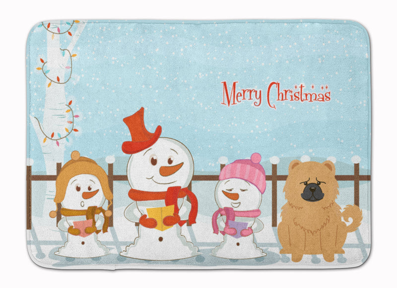 Merry Christmas Carolers Chow Chow Cream Machine Washable Memory Foam Mat BB2475RUG