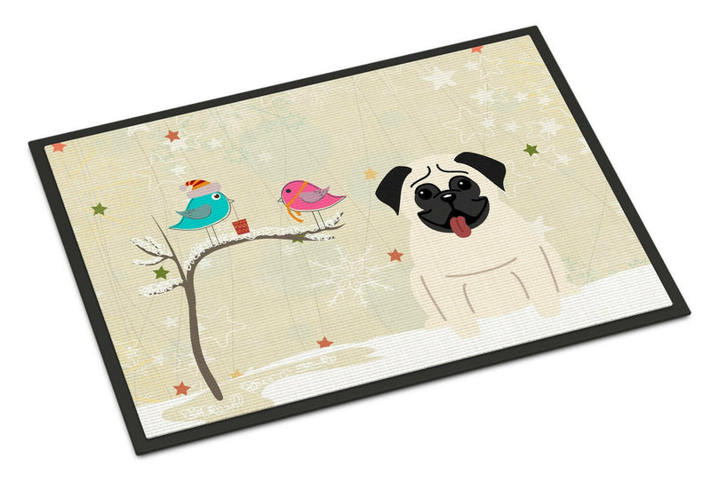 Christmas Presents between Friends Pug Cream Indoor or Outdoor Mat 18x27 BB2476MAT