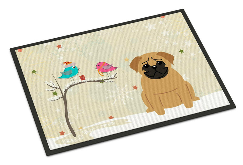 Christmas Presents between Friends Pug Brown Indoor or Outdoor Mat 18x27 BB2479MAT