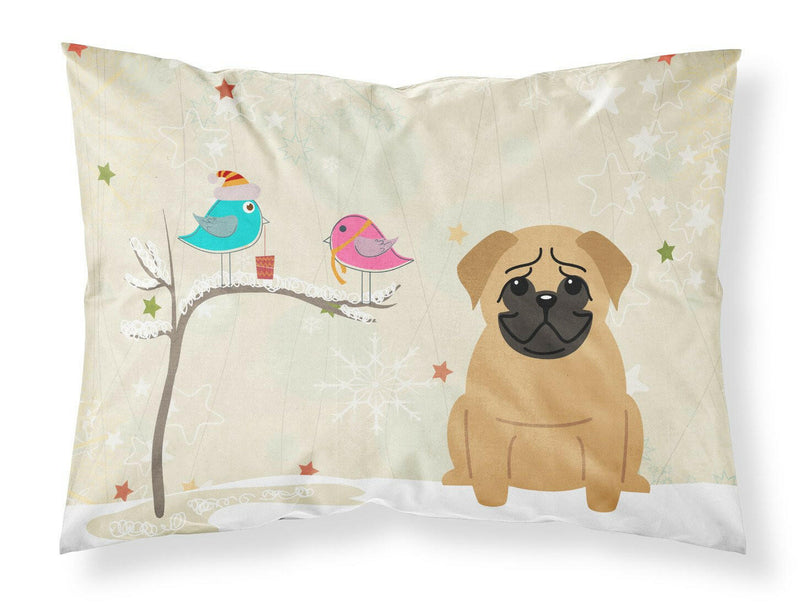 Christmas Presents between Friends Pug Brown Fabric Standard Pillowcase BB2479PILLOWCASE