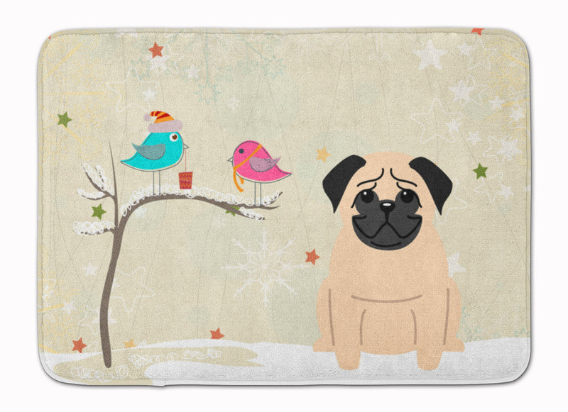 Christmas Presents between Friends Pug Fawn Machine Washable Memory Foam Mat BB2480RUG