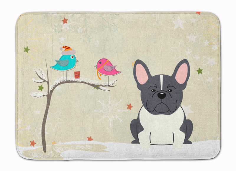 Christmas Presents between Friends French Bulldog Black White Machine Washable Memory Foam Mat BB2484RUG