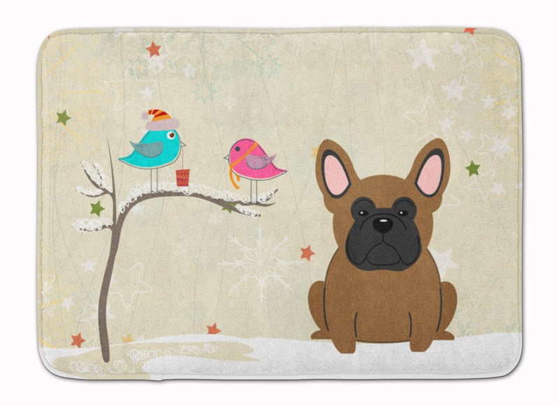 Christmas Presents between Friends French Bulldog Brown Machine Washable Memory Foam Mat BB2485RUG