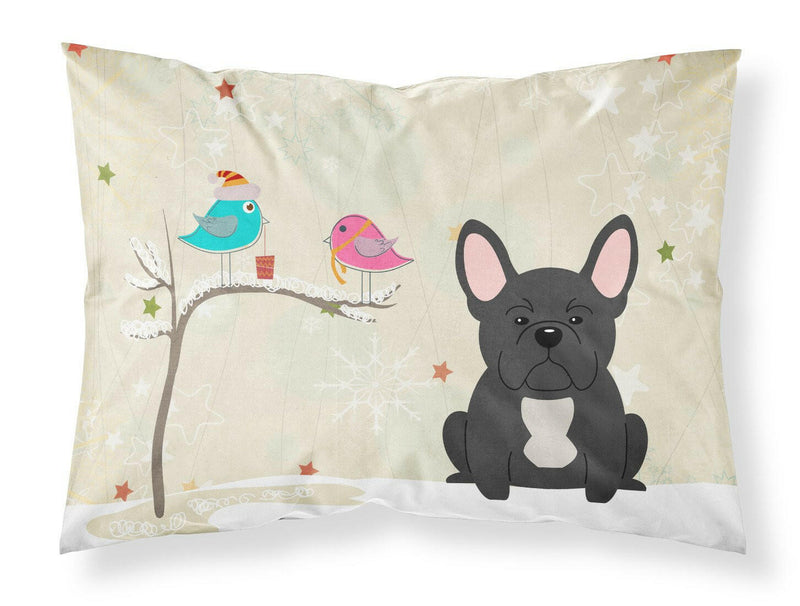 Christmas Presents between Friends French Bulldog Black Fabric Standard Pillowcase BB2486PILLOWCASE