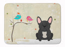 Christmas Presents between Friends French Bulldog - Black Memory Foam Kitchen Mat Machine Washable Anti-Fatigue Cushion Comfort Bath or Kitchen Rug