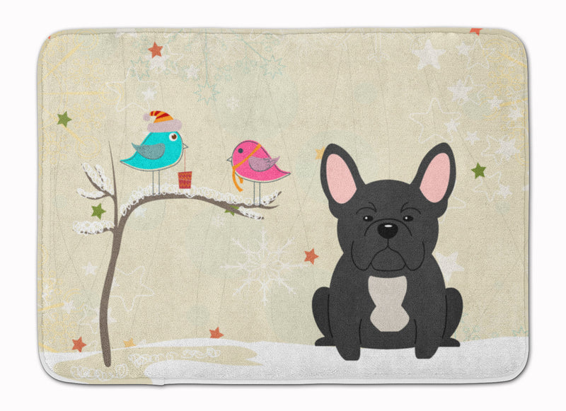 Christmas Presents between Friends French Bulldog Black Machine Washable Memory Foam Mat BB2486RUG