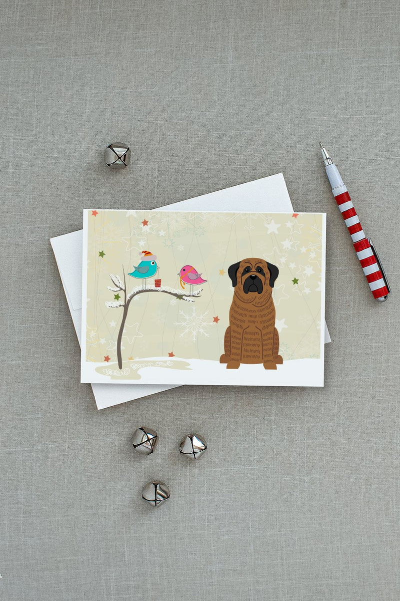 Christmas Presents between Friends Mastiff - Brindle Greeting Cards and Envelopes Pack of 8