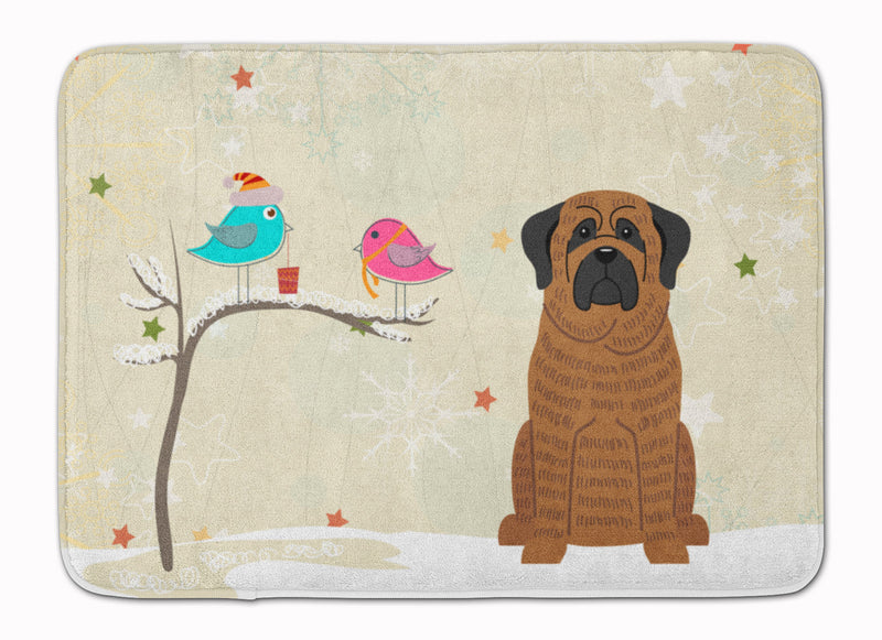 Christmas Presents between Friends Mastiff Brindle Machine Washable Memory Foam Mat BB2487RUG