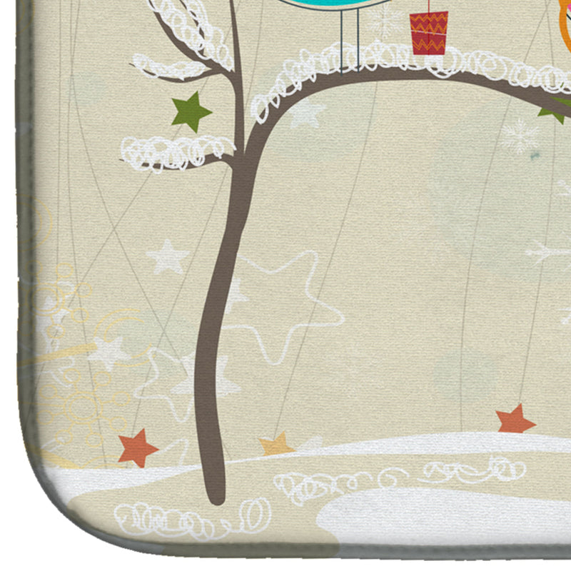 Christmas Presents between Friends Mastiff White Dish Drying Mat – Absorbent, Artistic Kitchen Essentials BB2489DDM