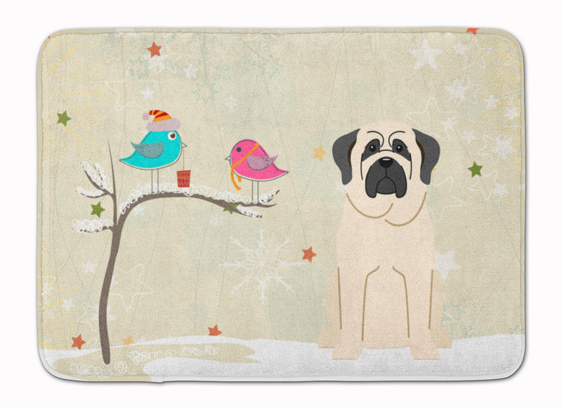 Christmas Presents between Friends Mastiff White Machine Washable Memory Foam Mat BB2489RUG