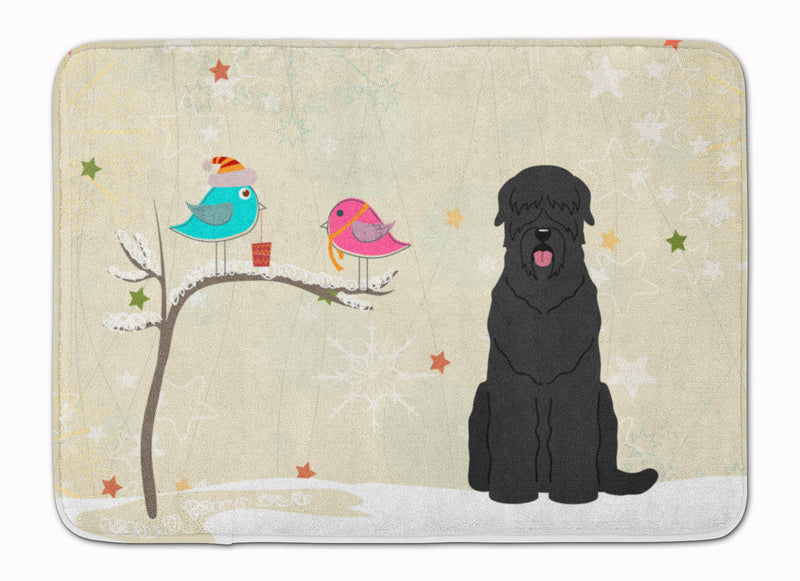 Christmas Presents between Friends Black Russian Terrier Machine Washable Memory Foam Mat BB2498RUG