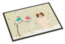 Christmas Presents between Friends Saint Bernard Doormat Indoor Outdoor 18H X 27W Front Door Mat Rugs for Entryway, Non Slip Washable