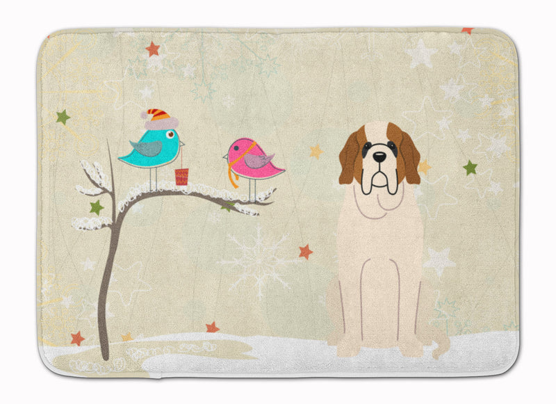 Christmas Presents between Friends Saint Bernard Machine Washable Memory Foam Mat BB2507RUG