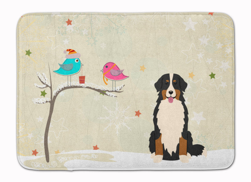 Christmas Presents between Friends Bernese Mountain Dog Machine Washable Memory Foam Mat BB2508RUG