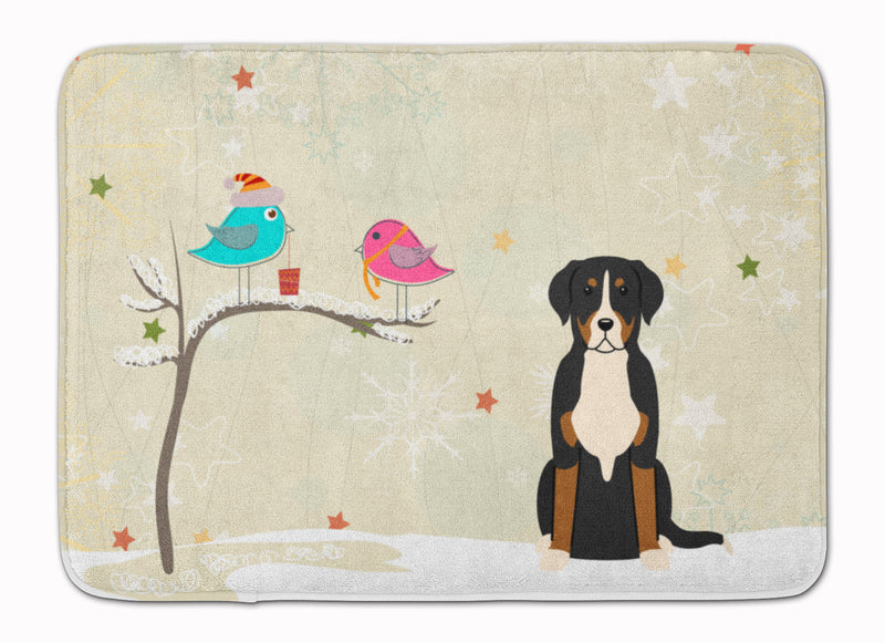 Christmas Presents between Friends Greater Swiss Mountain Dog Machine Washable Memory Foam Mat BB2509RUG