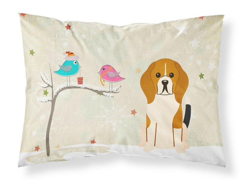 Christmas Presents between Friends Beagle Tricolor Fabric Standard Pillowcase BB2512PILLOWCASE