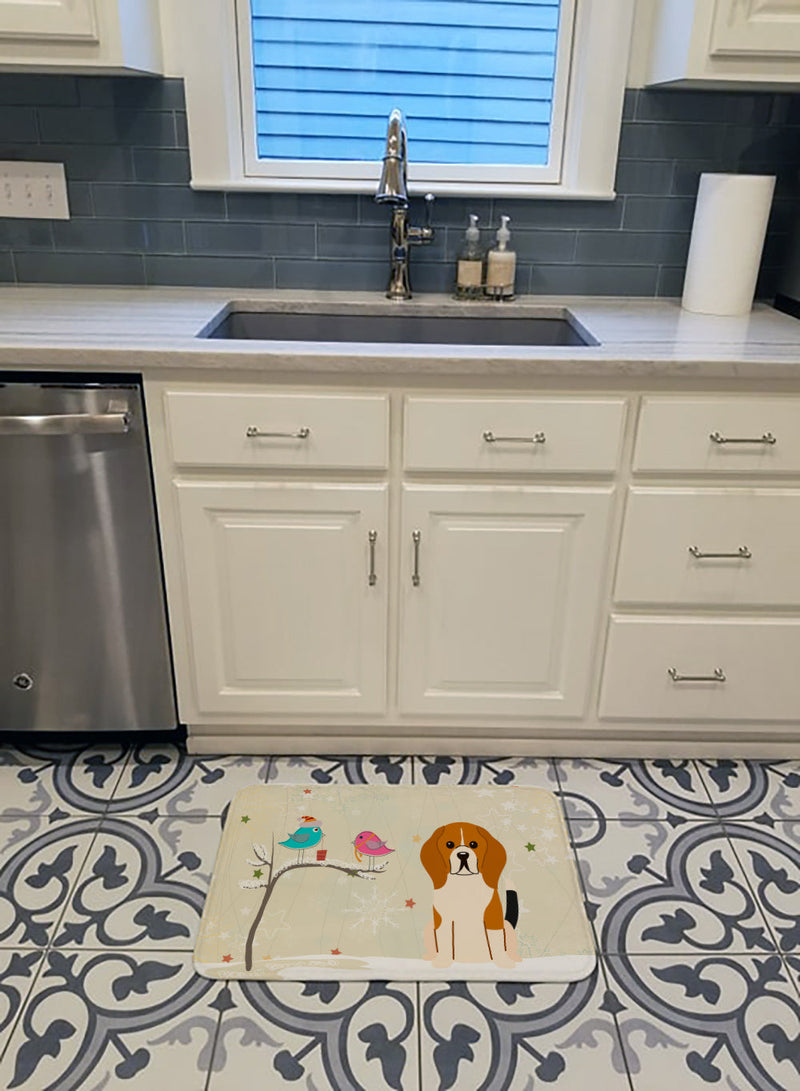 Christmas Presents between Friends Beagle Tricolor Machine Washable Memory Foam Mat BB2512RUG