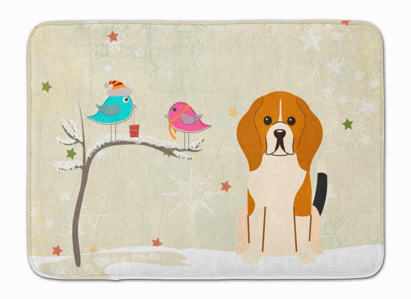 Christmas Presents between Friends Beagle Tricolor Machine Washable Memory Foam Mat BB2512RUG