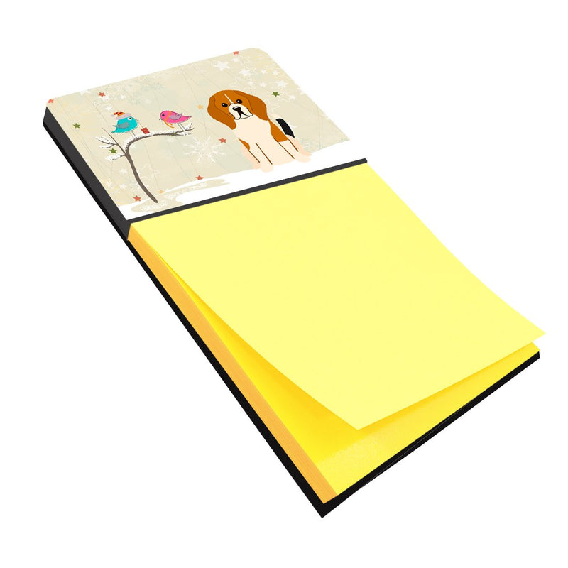 Christmas Presents between Friends Beagle Tricolor Sticky Note Holder BB2512SN- Refiilable Desk Accessory Note Pad