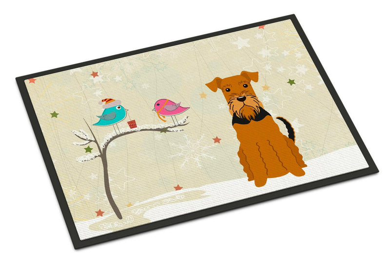 Christmas Presents between Friends Airedale Indoor or Outdoor Mat 18x27 BB2513MAT