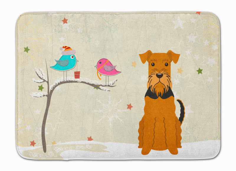 Christmas Presents between Friends Airedale Machine Washable Memory Foam Mat BB2513RUG