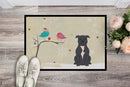 Christmas Presents between Friends Bull Terrier - Blue Doormat Indoor Outdoor 24H X 36W Front Door Mat Rugs for Entryway, Non Slip Washable Low Pile,