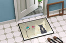 Christmas Presents between Friends Bull Terrier - Blue Doormat Indoor Outdoor 24H X 36W Front Door Mat Rugs for Entryway, Non Slip Washable Low Pile,