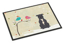 Christmas Presents between Friends Bull Terrier - Blue Doormat Indoor Outdoor 24H X 36W Front Door Mat Rugs for Entryway, Non Slip Washable Low Pile,