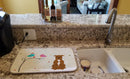 Christmas Presents between Friends Bull Terrier - Brown Dish Drying Mat Absorbent Dish Drying Mat Pad for Kitchen Counter Dish Drainer Mat for Countertop, 14 x 21", Multicolor