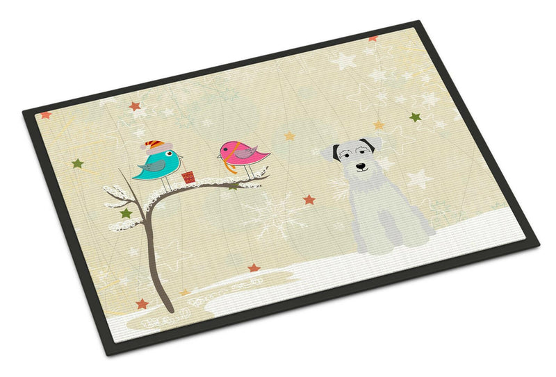 Christmas Presents between Friends Miniature Schanuzer White Indoor or Outdoor Mat 18x27 BB2525MAT