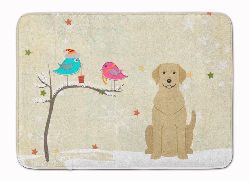 Christmas Presents between Friends Yellow Labrador Machine Washable Memory Foam Mat BB2527RUG