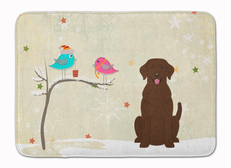 Christmas Presents between Friends Chocolate Labrador Machine Washable Memory Foam Mat BB2528RUG