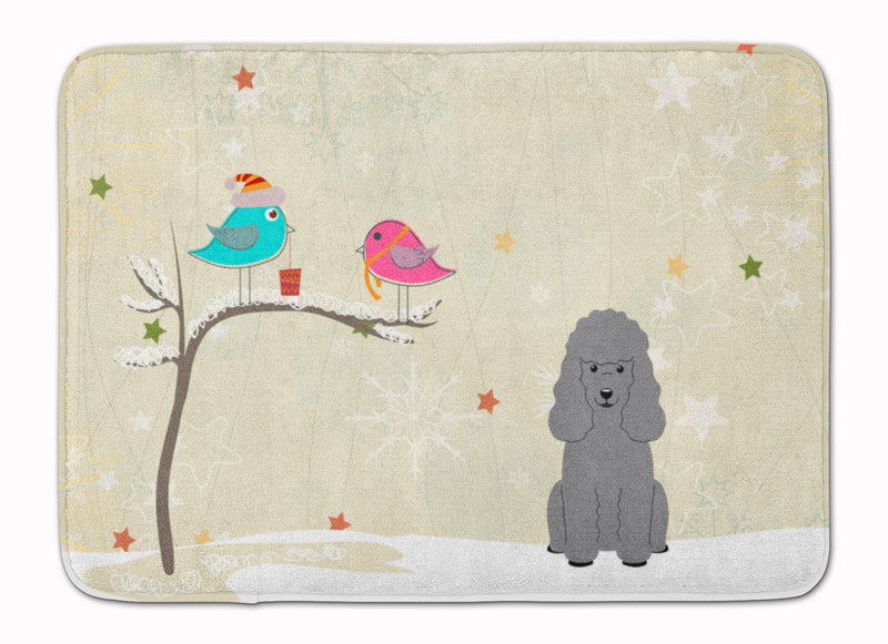 Christmas Presents between Friends Poodle Silver Machine Washable Memory Foam Mat BB2540RUG