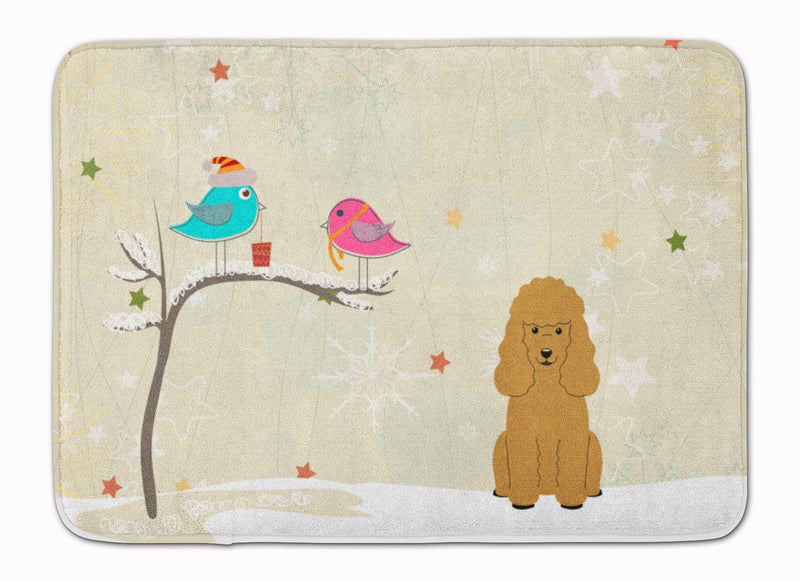 Christmas Presents between Friends Poodle Tan Machine Washable Memory Foam Mat BB2541RUG