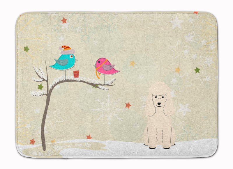 Christmas Presents between Friends Poodle White Machine Washable Memory Foam Mat BB2542RUG