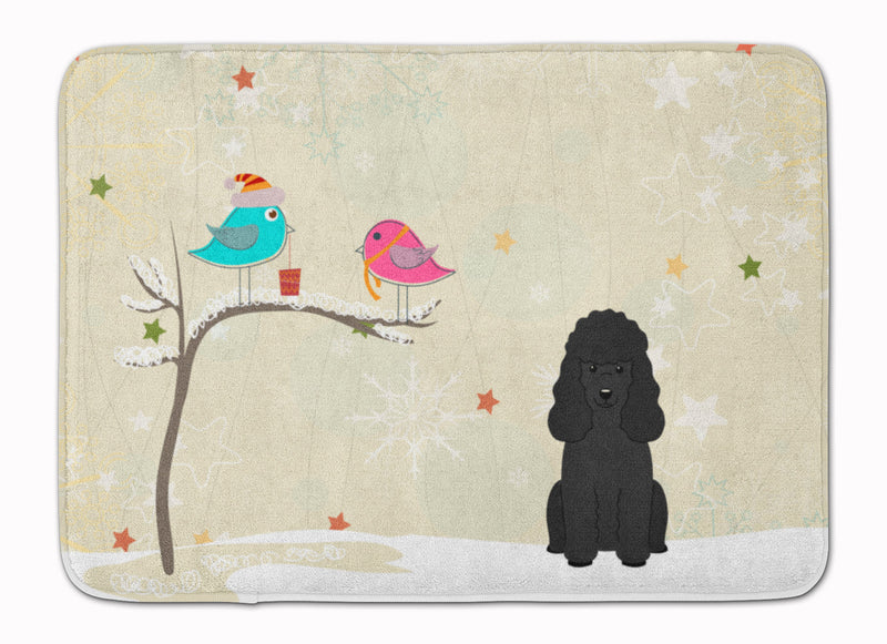 Christmas Presents between Friends Poodle Black Machine Washable Memory Foam Mat BB2543RUG