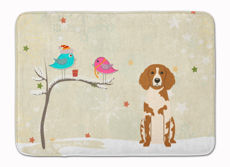 Christmas Presents between Friends Brittany Spaniel Machine Washable Memory Foam Mat BB2544RUG